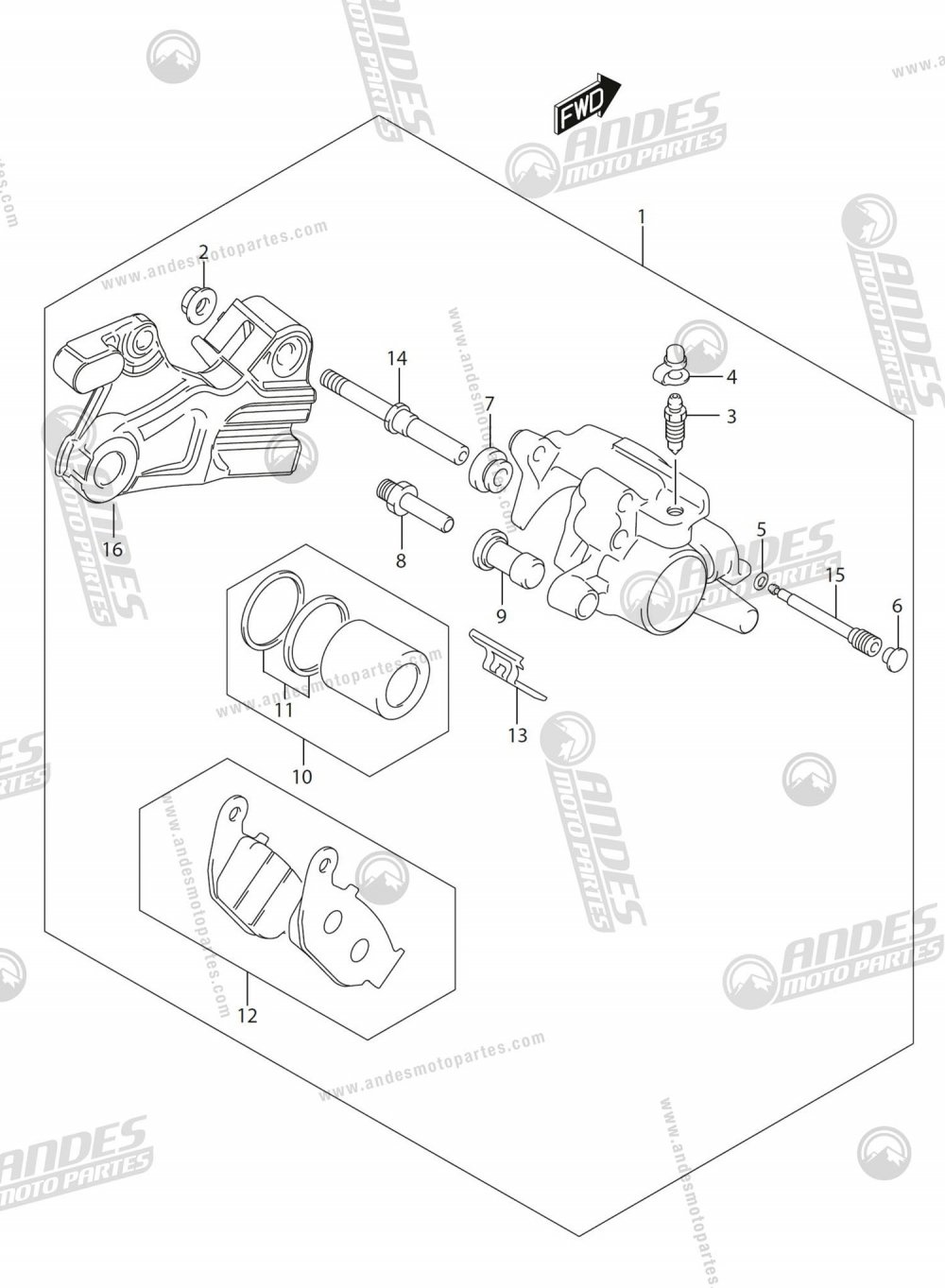 Rear Brake Caliper Rebuild Kit for Suzuki GSXR 750, 1996-2003 - GSX-R 750 Rear Brake Caliper Rebuild Kit for Suzuki GSXR 750, 1996-2003 - GSX-R 750