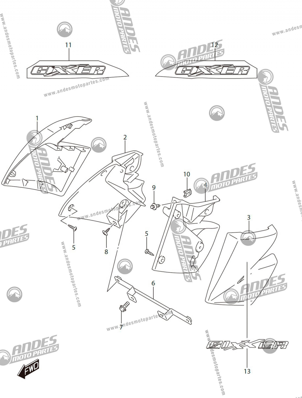 FUEL TANK SIDE COVER GSX 150 GIXXER (2016) Suzuki